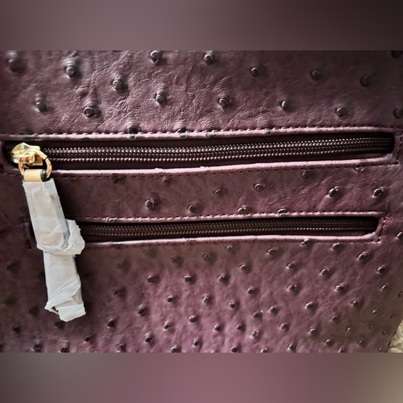 Giani Bernini Dark Purple Ostrich Embossed Hobo Handbag - Picture 4 of 11